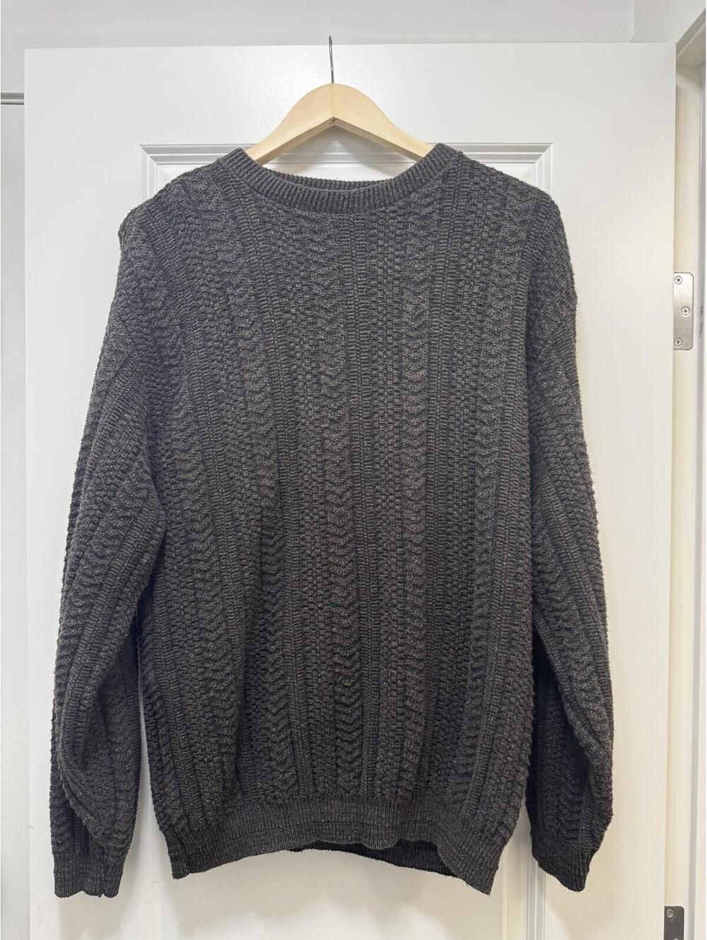 Bill Blass Men's Textured Crewneck Knit Sweater Size XL Gray